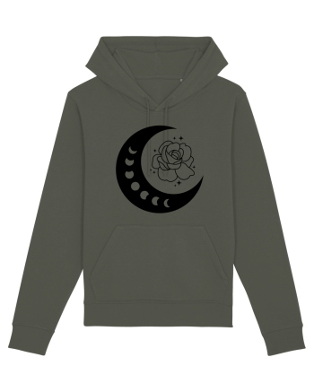 Celestial Moon Phases Flowers bw Khaki