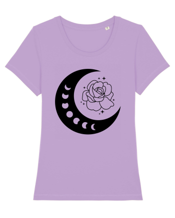 Celestial Moon Phases Flowers bw Lavender Dawn
