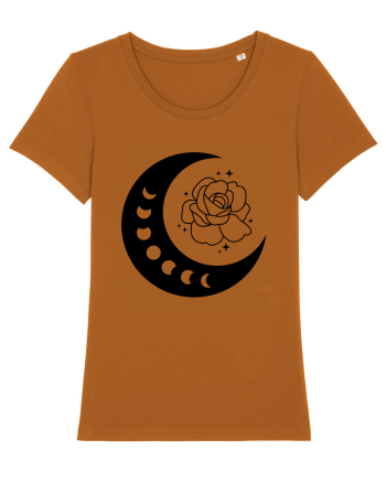 Celestial Moon Phases Flowers bw Roasted Orange