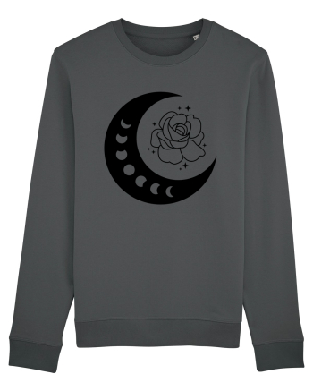Celestial Moon Phases Flowers bw Anthracite