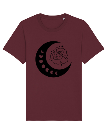Celestial Moon Phases Flowers bw Burgundy