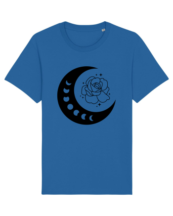 Celestial Moon Phases Flowers bw Royal Blue
