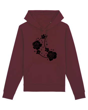 Celestial Moon Flowers Black Burgundy