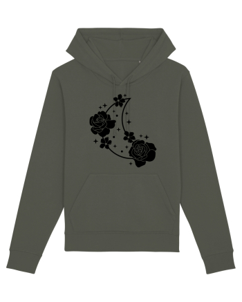 Celestial Moon Flowers Black Khaki
