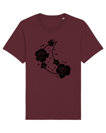 Celestial Moon Flowers Black Burgundy
