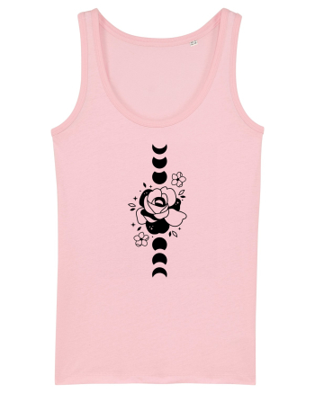 Moon Flower Moon Phases black Cotton Pink