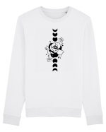 Moon Flower Moon Phases black Bluză mânecă lungă Unisex Rise