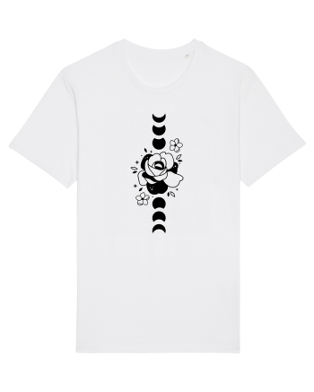 Moon Flower Moon Phases black White