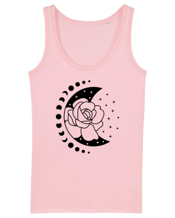 Moon Flower Moon Phases bw Cotton Pink