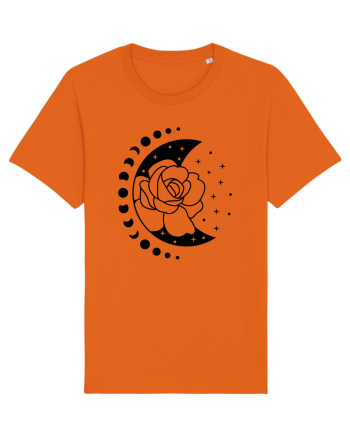 Moon Flower Moon Phases bw Bright Orange