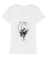Moon Flower black Tricou mânecă scurtă guler V Damă Evoker