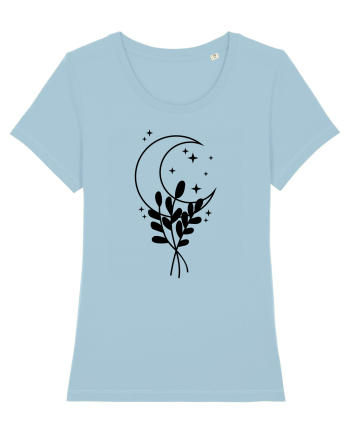 Moon Flower black Sky Blue