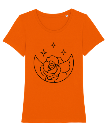Moon Flower and Stars Bright Orange