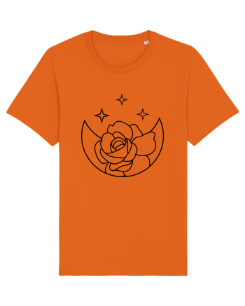 Moon Flower and Stars Bright Orange