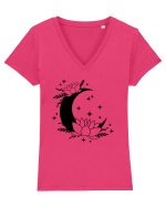 Flowers Of Moon black Tricou mânecă scurtă guler V Damă Evoker