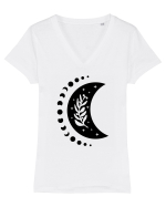 Fazele Lunii Moon Phases black Tricou mânecă scurtă guler V Damă Evoker