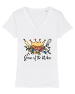 Queen of the kitchen Tricou mânecă scurtă guler V Damă Evoker