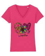 Peace Sunshine Love Tricou mânecă scurtă guler V Damă Evoker