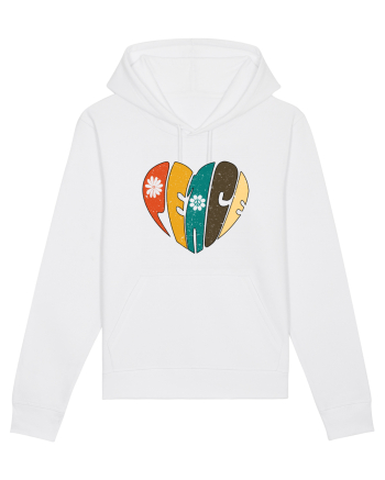 Peace Retro Heart White