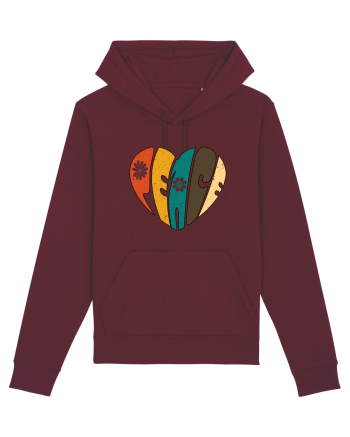 Peace Retro Heart Burgundy