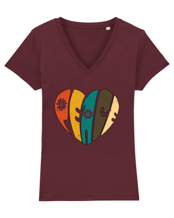 Peace Retro Heart Burgundy