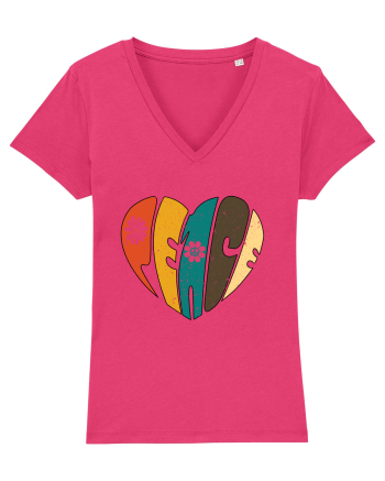 Peace Retro Heart Raspberry