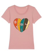 Peace Retro Heart Tricou mânecă scurtă guler larg fitted Damă Expresser