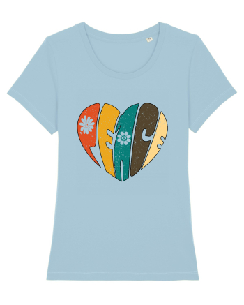 Peace Retro Heart Sky Blue