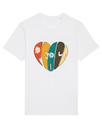 Peace Retro Heart Tricou mânecă scurtă Unisex Rocker