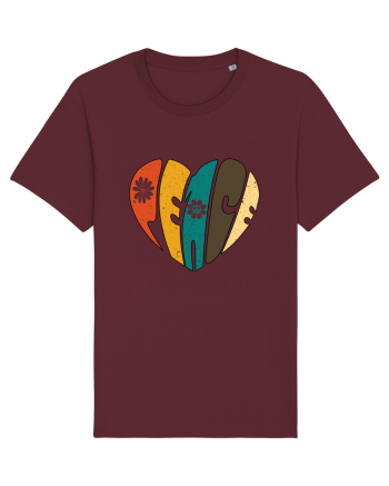 Peace Retro Heart Burgundy