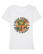 Treat Yourself With Kindness Tricou mânecă scurtă guler larg fitted Damă Expresser