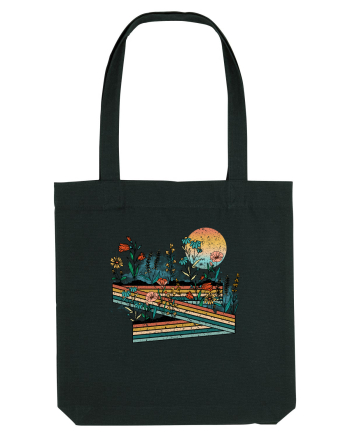 Retro Flowers Field Black