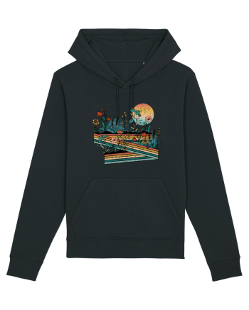 Retro Flowers Field Black
