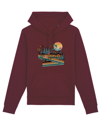 Retro Flowers Field Burgundy