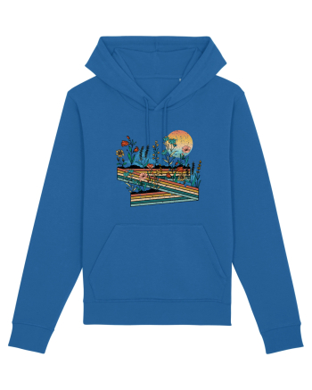 Retro Flowers Field Royal Blue