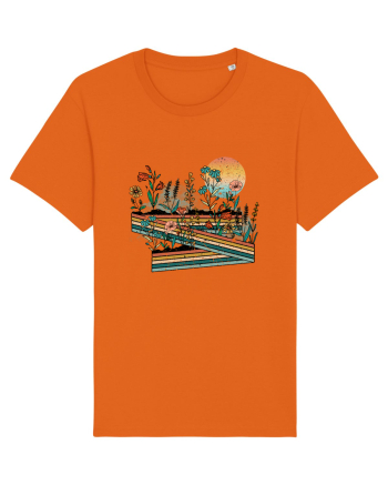 Retro Flowers Field Bright Orange