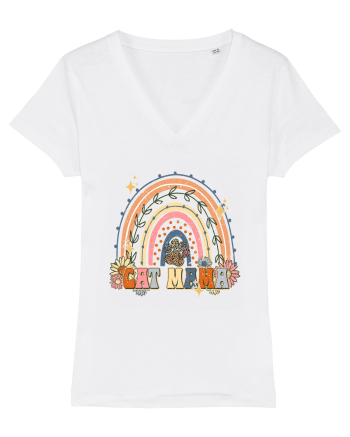 Cat Mama Rainbow White