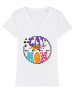 Cat Mom Tricou mânecă scurtă guler V Damă Evoker