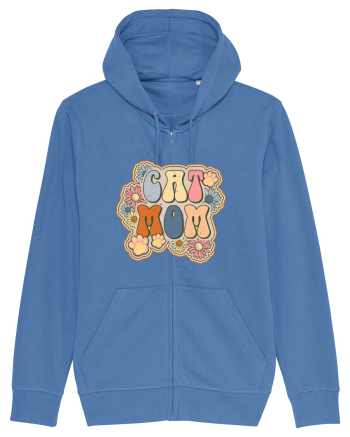 Cat Mom Hippie Bright Blue