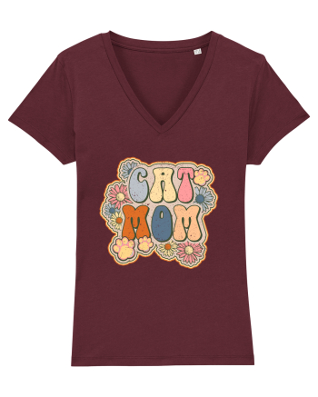 Cat Mom Hippie Burgundy