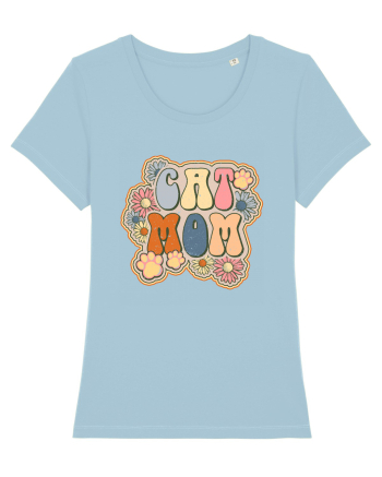Cat Mom Hippie Sky Blue