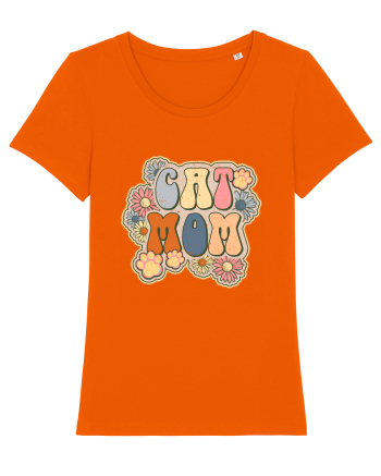 Cat Mom Hippie Bright Orange