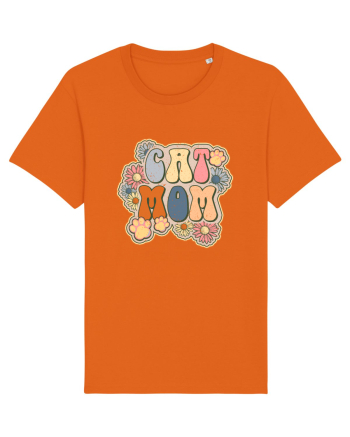 Cat Mom Hippie Bright Orange