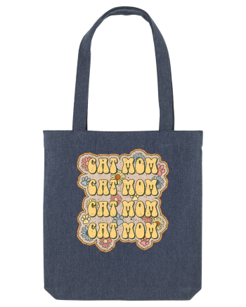 Retro Cat Mom Midnight Blue