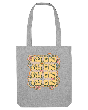 Retro Cat Mom Heather Grey