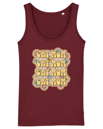 Retro Cat Mom Burgundy