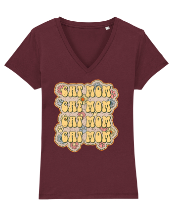Retro Cat Mom Burgundy