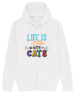 Life is better with cats Hanorac cu fermoar Unisex Connector