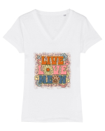 Live Love Meow Tricou mânecă scurtă guler V Damă Evoker