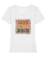 Live Love Meow Tricou mânecă scurtă guler larg fitted Damă Expresser